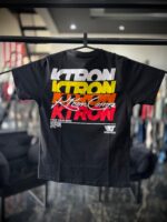 CAMISETA G K-TRON PRETA ESTAMPA LARANJA VERMELHA E BRANCO